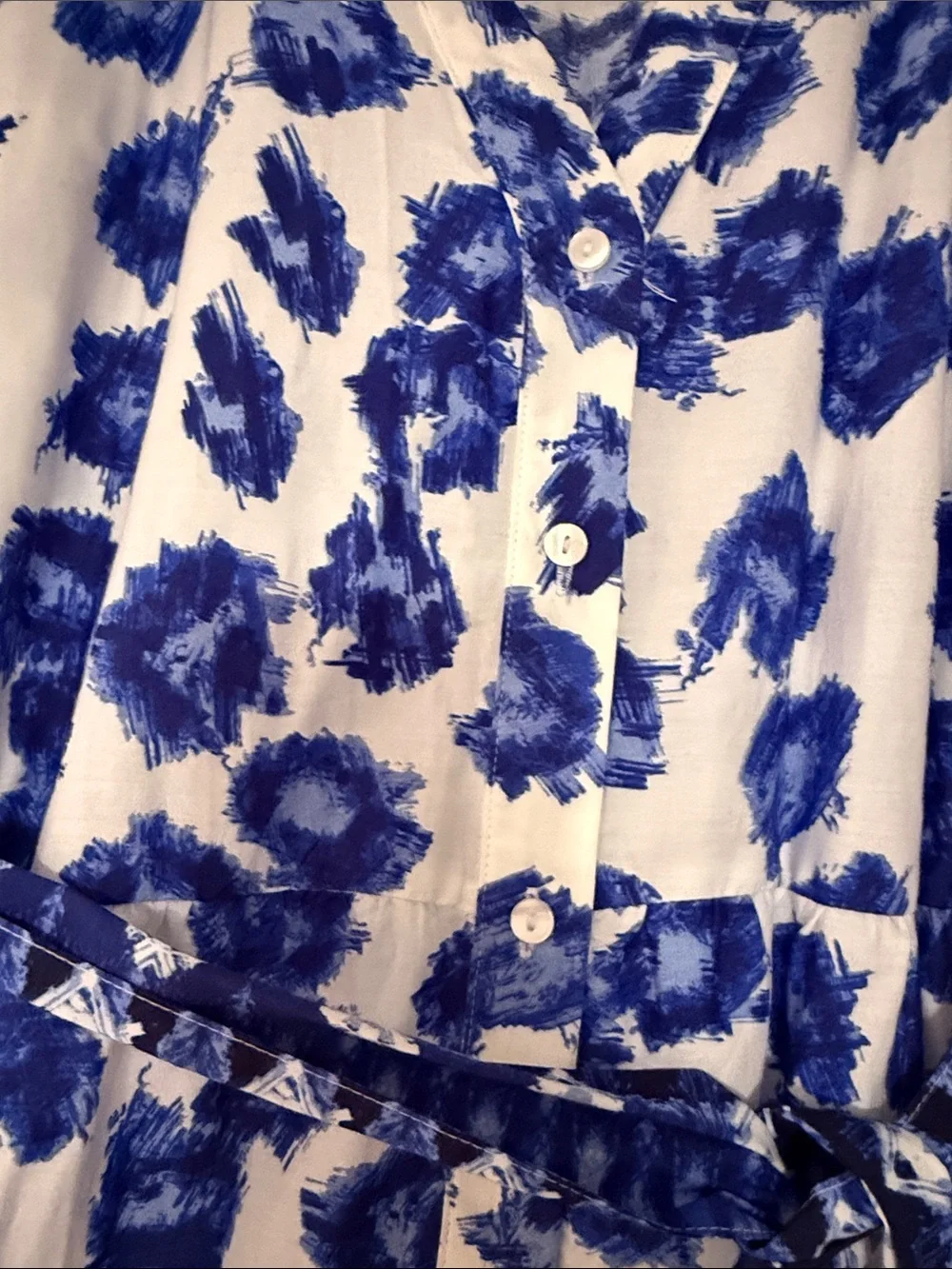 Abercrombie & Fitch White and Blue Floral Tie Maxi Dress
